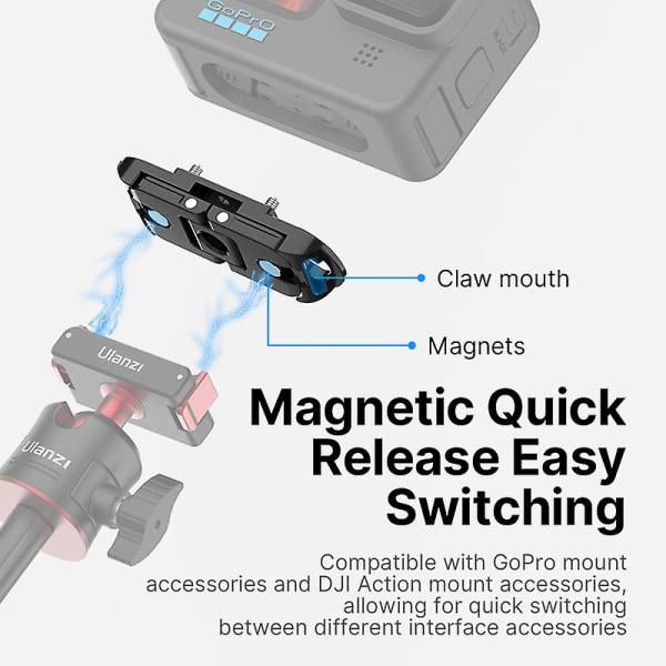 Ulanzi Falcam 3 i 1 magnetisk adapterbase for Gopro Dji Action Mount Hurtigutløsning Koble til port Kompatibel med 1/4 skruehull