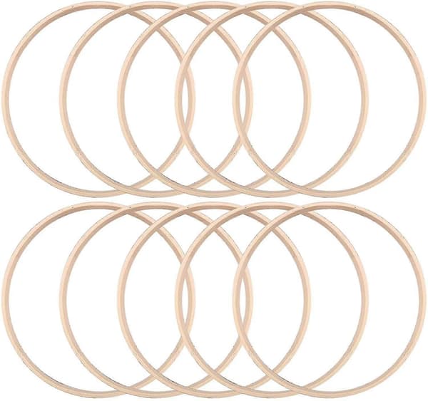 Broderiram Korsstygn Rund Bambu, 20 cm Ringram 10-pack