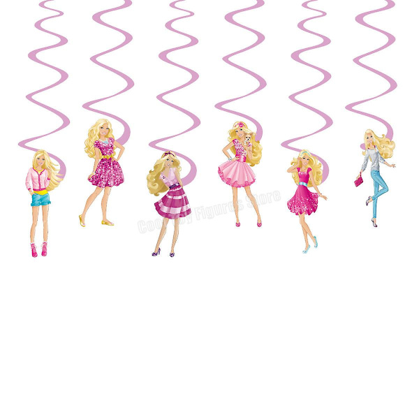 Ny film Barbie bursdagsfest dekorasjon rosa tema figurer ballongsett bakteppe papirplate vev servisetilbehør Hanging screw 6pcs