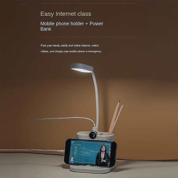 Skrivebordslampe med USB-ladeport, College Dorm Room Essentia