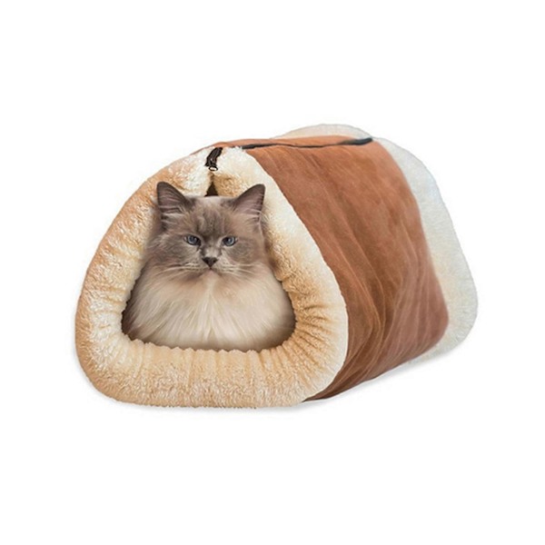 Kattesenge Indendørs Selvoppvarmende 2-i-1 Fleece Tunnel Rør Hule Kæledyr Sovezone Kæle Burrow Cozy