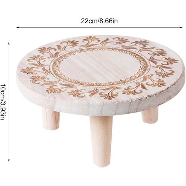 Mini träpall rund dekorativ blomkruka hållare inomhus utomhus rustik trädgårdsdekor (medium)