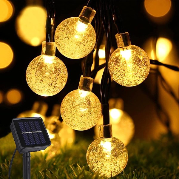 Solar light chain outside, AISUTHA 8M 40 LED solar, 8 modes crystal balls, solar waterproof IP65 outdoor light chain solar for garden, terrace, balcon