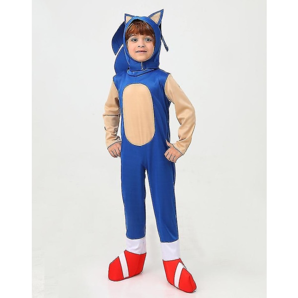 Cosplay kostymer Kids Mus Party Jumpsuit + Hansker Sonic Blue M