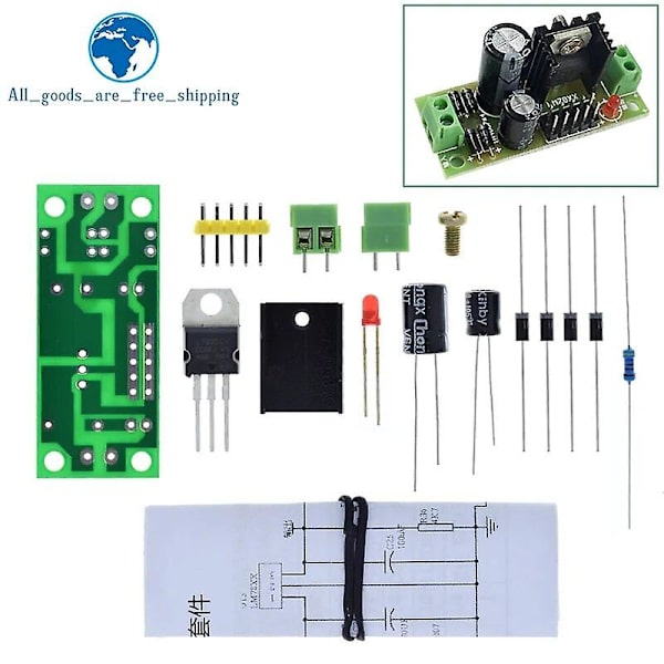 Diy-kit Lm7805 L7805 DC/AC Tre-terminalsspänningsregulator Strömförsörjningsmodul 5v 6v 9v 12v Utmatning Max 1.2a