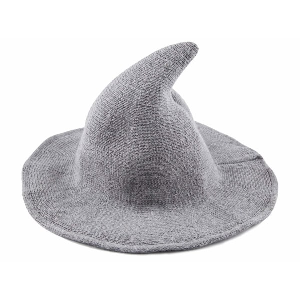 Halloween Witch Hat for Women Wide Brim Foldable Pointed Hat for Halloween Party Costume Accessories (Gray)