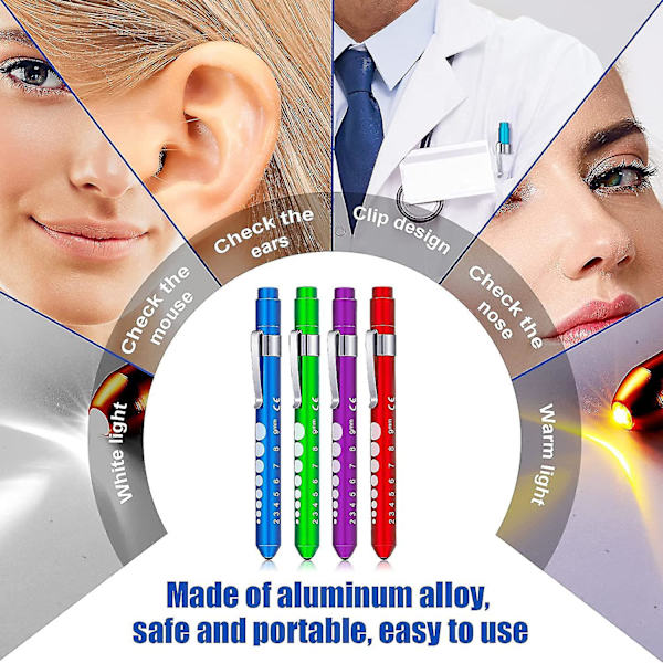 Penlight för sjuksköterskor Pen Torch Light Återanvändbar Led Penlight Med Pupillmätare Sjuksköterskor Pin Light För Fackla Sjuksköterskestudenter Läkare Med Fickklämma (basic C