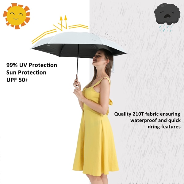 Reise mini paraply for veske med etui - Liten Kompakt UV paraplybeskyttelse Sollett, liten lommeparaply med etui for kvinner, jenter