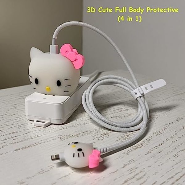 Söt tecknad snabbladdare skydd för Apple 18W 20W iPhone 14 13 12 hello kitty