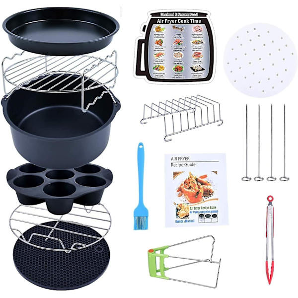 Airfryer-tillbehör (15 set + 20 kokböcker) - 8 tum, Ai