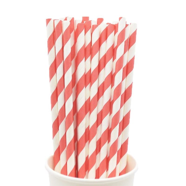 Red White Stripes Kertakäyttöiset paperipillit Syntymäpäiväjuhlatarvikkeet Luonnolliset ympäristöystävälliset biohajoavat juomat ulkona