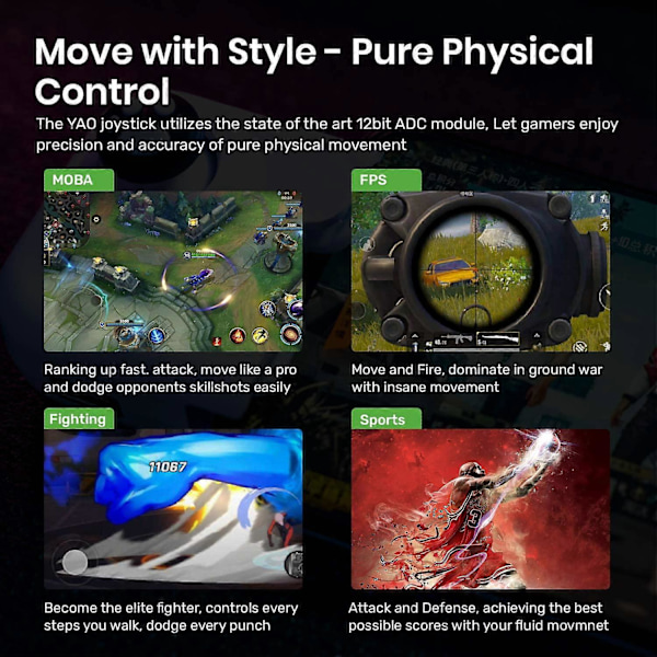 Mobiilipeli-ohjaimen joystick Android-puhelimille (Android-versio 10 tai uudempi)