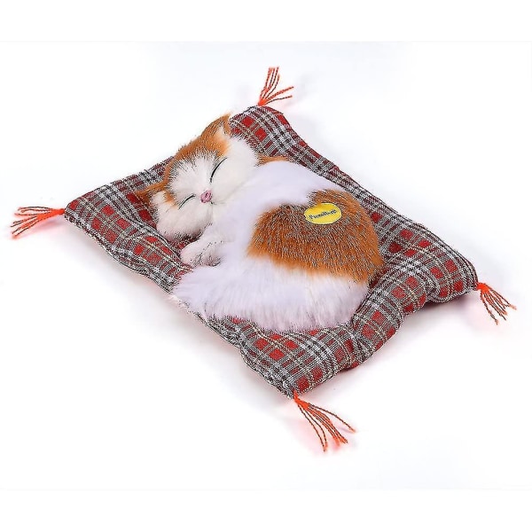 Simulering Sovende Kattelegetøj Med Polstret Seng Boligindretning