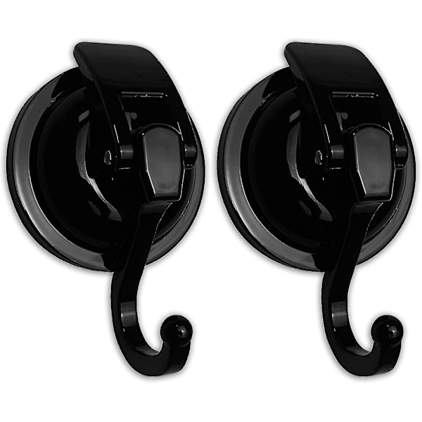 Badrumsrockkrokar Set med 2 svarta sugkoppskrokar, 2-pack kraftiga sugkoppsduschkrokar för