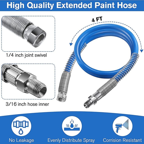 4 jalan ilmanpaine ruiskumaalipistooli jatkoletku, 3/16 tuuman paine ruiskumaalipistooli ruoska letku, 3000 Psi joustava