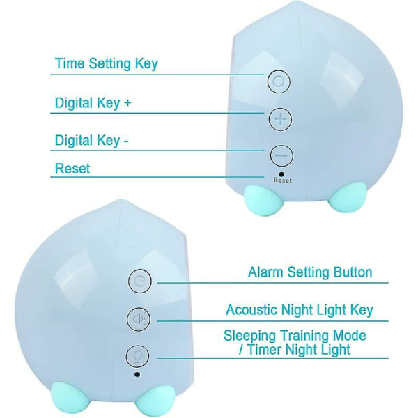 Barnealarmklokke Lys Opp Digital Led Lampe Alarmklokke Nattlys Jente Gutter Dag Natt Barn Justerbart Volum Snooze Usb Lading Alarmklokkebl