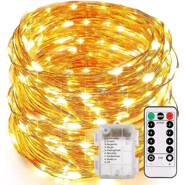 Eventyrlige lyslenker, 100 LED-lyslenker med fjernkontroll