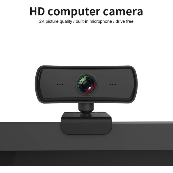 1080p op til 2k-webkamera, HD-webkamera med mikrofon og privatcover, usb-computerkamera, vidvinkelwebkamera, plug and play, videoopkald