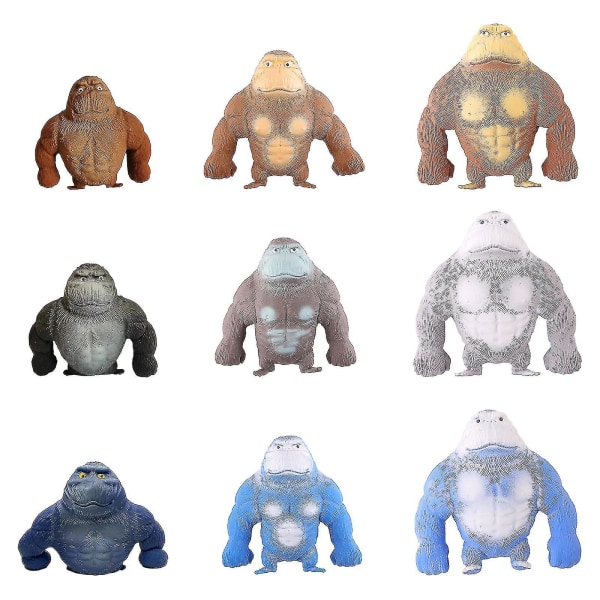 Gorilla figurlegetøj, super stort squishy gorilla elastisk gorilla abelegetøj, blød stretch gorilla figur latex gorilla fidget legetøj Grey 15*12