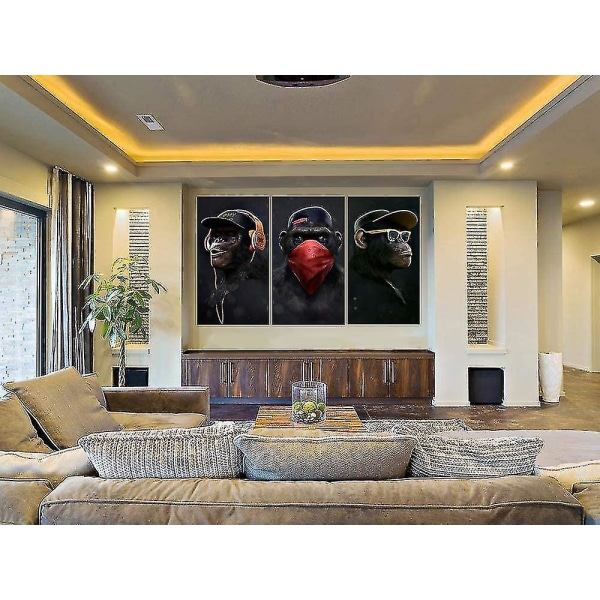 Wise Monkeys Canvas Wall Art Print Canvas Prints För Vardagsrum Modern Heminredning 30x50cm 3 Delar Canvas Endast