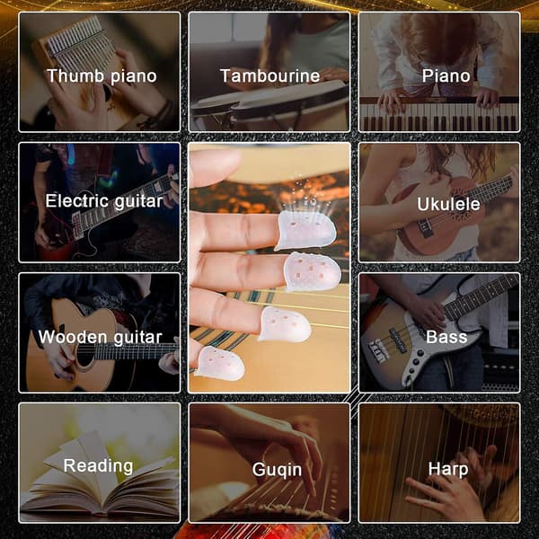 Gitarr Fingerspets Skydd - 10 Delar Silikon Gitarr Fingerskydd Gitarr Fingerspets Skydd Hattar för Gitarr Ukulele Ribbor, Sömnad och Broderi