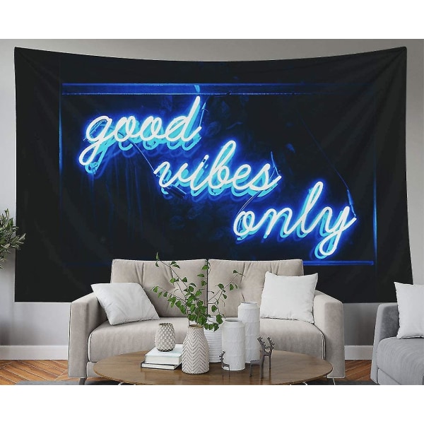 Dekorativ veggteppe, Good Vibes Only-ord i neonlys for soverom, stue, utendørs