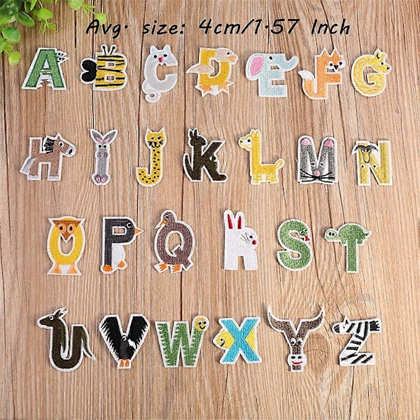 Strykjärnspåsar Bokstäver 26st A-Z Alfabetiska Påsar Djurformade DIY Motiv Strykjärnspåsar Eller Sy På Påsar Applikationer för Jeans