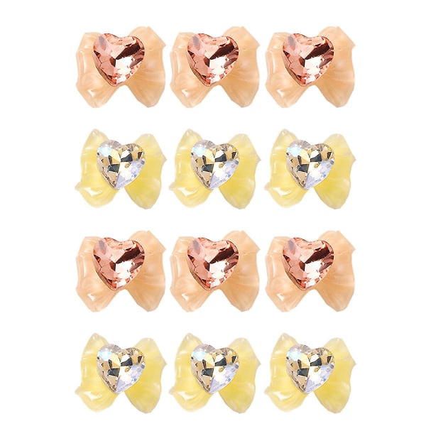12 kpl kynsikoristeet läpinäkyvät värilliset rusetinkynsitarvikkeet hartsimuotoiset porakynsikoristeet