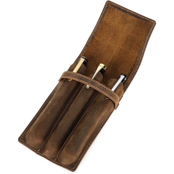 Handgjord äkta läderfodral, vintage pennhållare, skyddande