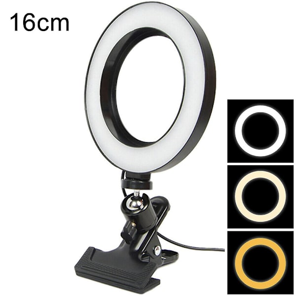 Ring Light med skærmklemme, computer videokonference, 16 cm