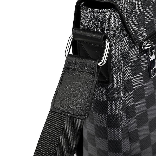 Messenger Bag Axelväska Herrportfölj Business Rutig Väska För Man Läder Handväska Crossbody Väska Black