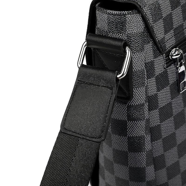 Messenger Bag Skulderveske Herre Koffert Business Plaid Bag For Mannlig Lær Håndveske Crossbody Bag Black