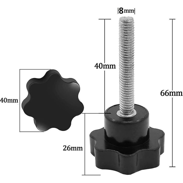 Stjernegrep Trådspenningsknapp M8 X 40 Stjerneskrue 10stk Knurlet Skrue Skruer