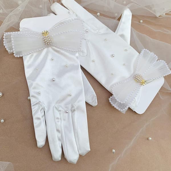 2x Sateng Korte Hansker Blanke Stretchable Formelle Anledninger Konserter