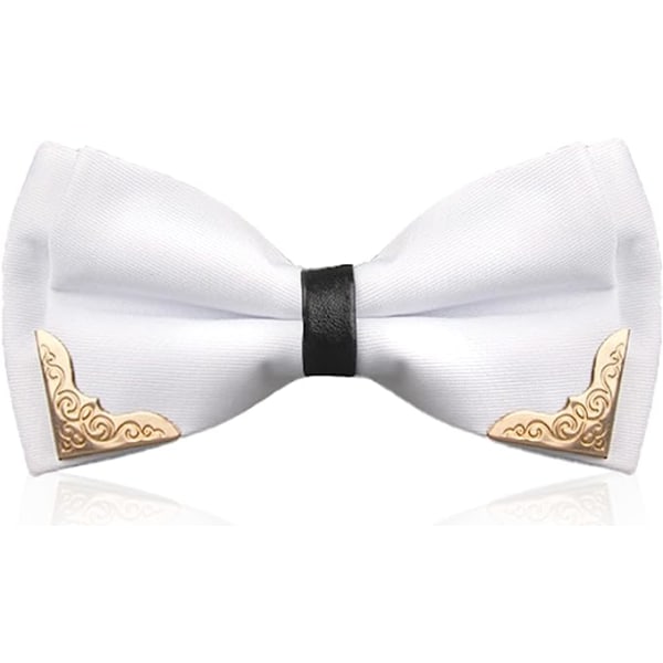 Men's Metal Gold Bow Ties for Men Women PU Leather Satin Formal Bowtie