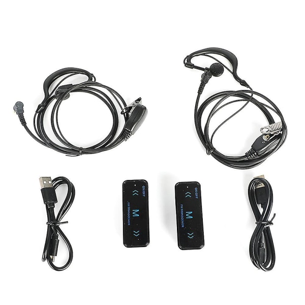 2 stk Mini Walkie Talkie 3 Km 2 Way Fm Radio Transceiver Med Hovedtelefoner Ørestykke Headset Clip Lanyard Usb Pocket Størrelse Interphone