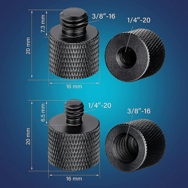 8 stk Mikrofon 1/4 Hann til 3/8 Hunn og 3/8 Hann til 1/4 Hunn Kameraskrueadapter for Kamera T