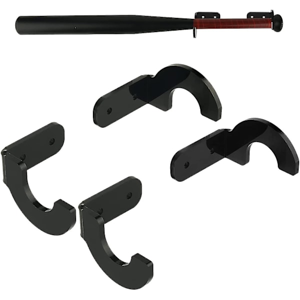 2 set akryl basebollträ väggfäste hållare - softball handtag display hängare rack - horisontell basebollträ handtag vägg hängare klämma