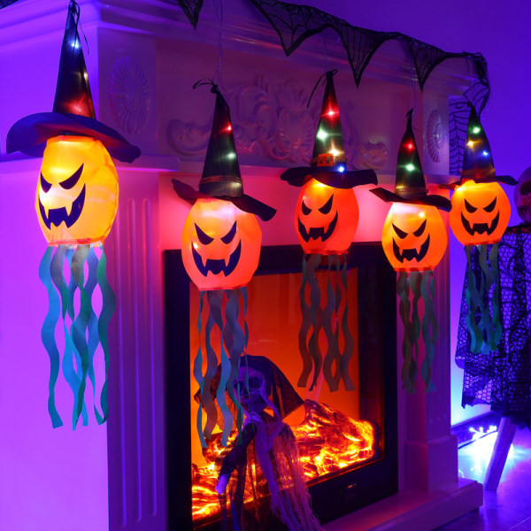 Halloween-dekorasjon LED-lys blinkende lys stjerneformet spøkelsesfestival utkledning trollmann gresskarlykt