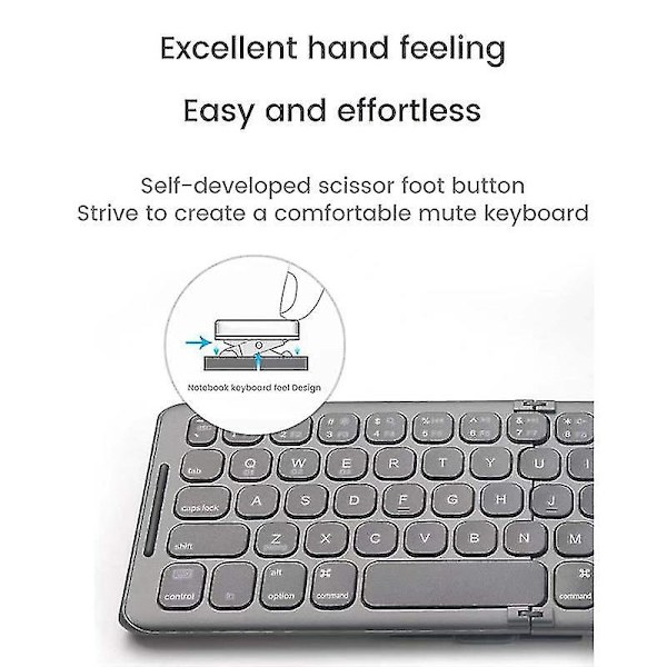 Sammenklappelig trådløst USB Type C-tastatur til Windows, Android, computer, tablet, pc, telefon