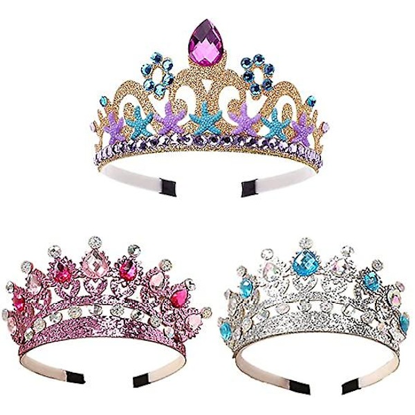 3 st Princess Crown, Princess Crowns For Girls, Kids Princess Tiara Crown, Princess Gold Crown Tiara, Sparkling Crown Pannband, For Girl Kids Birthda