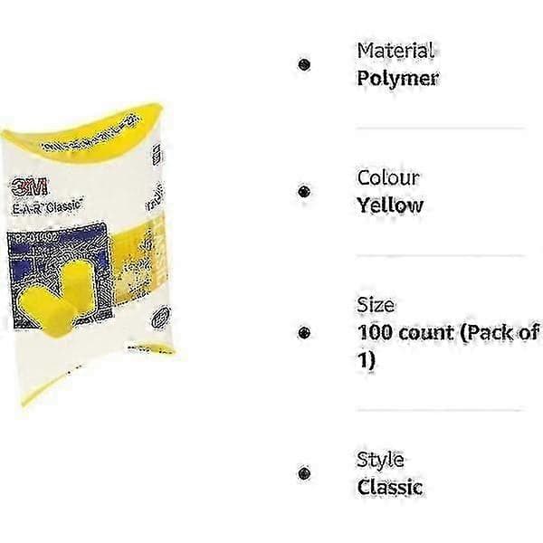 3m Ear Classic ørepropper - 28db SNR, 50 par, gule høreværn