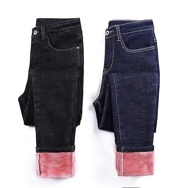Vintervarme høye midje fløyelsjeans for damer til å bruke strømpebukser varme for damer denim blyantjeans kvinners tykke vinterbukser