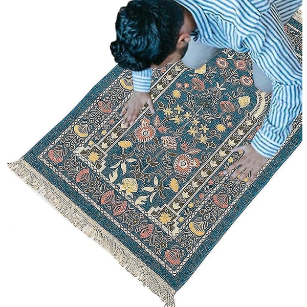 Vintage-stil tyrkisk chenille muslimsk bønneteppe vevd jacquard blomsterblader