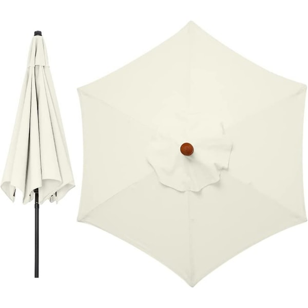 Erstatningsparasolltrekk 3 meter 6-arms parasollskifte baldakin Hage kalesjetrekk Erstatningsdeksel for parasoll, kun kalesje (kremhvit)