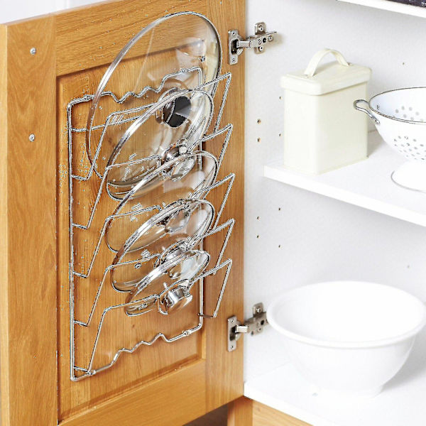 43x28cm 5 lock för skåpsdörr vägg kastrull lock förvaring rack hållare