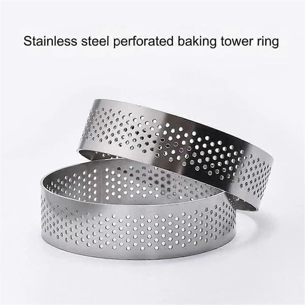 Rustfritt stål terteform ring tertelett kake mousse former kjeks bakverk sirkel kutter pai perforert bakeverktøy 9cm
