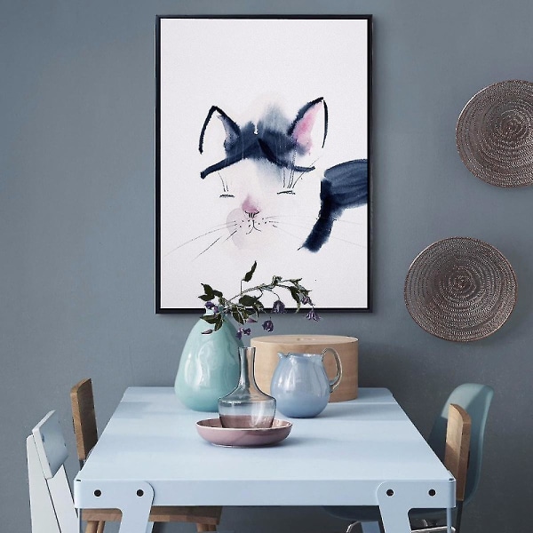 Wekity Cats, Flamingos ja Elk Wall Art Canvas print , Yksinkertainen muoti Akvarellitaide Piirustus Sisustus ja Lastenhuone (3 kehystämätön, 16 tuuman set