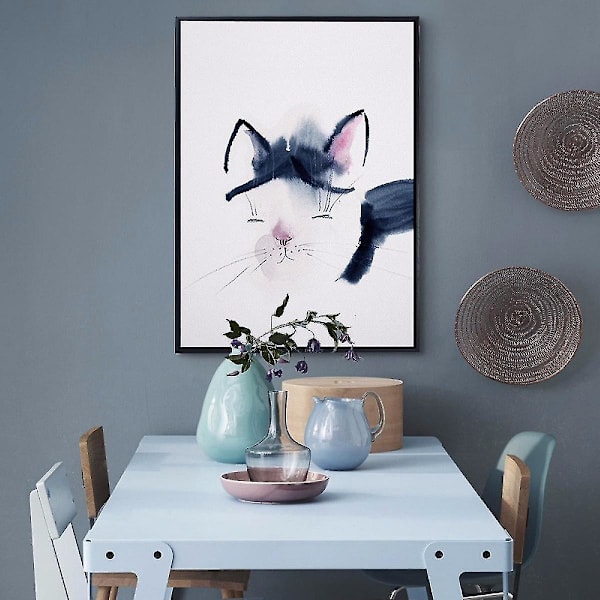 Wekity Kissa, Flamingot ja Hirvi Seinätaide Canvas-Tulostus Poster, Yksinkertainen Muodikkaat Vesiväri Taide Piirustus Sisustus Ja Lastenhuone (3 Kpl Kehystämätön, 16''