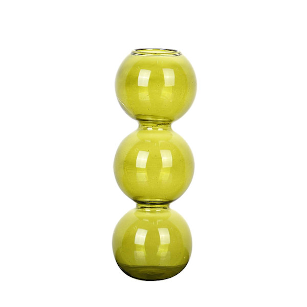 Multi-størrelse vase vase glasflasker gennemsigtig tre kugler i vind ornament Green 17